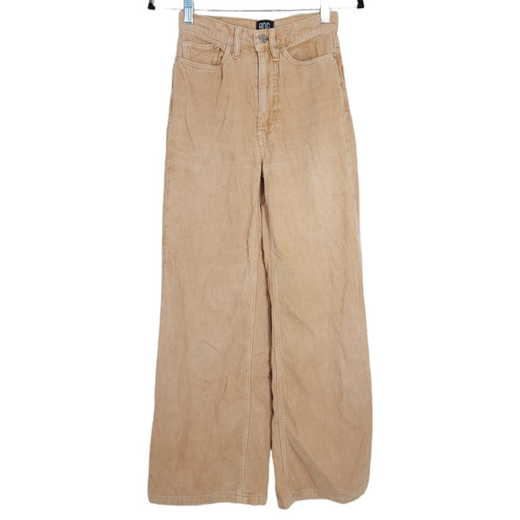 BDG Pants - BDG High & Wide Corduroy Pants Womens 24 Light Brown 100% Cotton Pockets Zip
